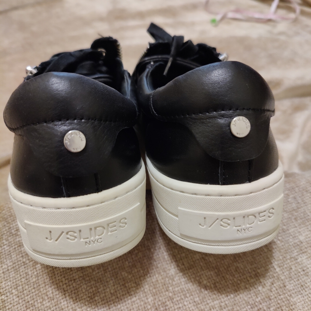 j/slides Harling Black Leather Hilton platform women's sneakers, Size 8 - Picture 8 of 16